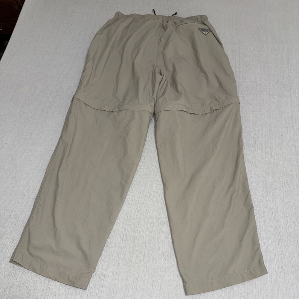 Columbia Pants Mens XLx32 Beige PFG Convertible Cargo Hiking Fishing Nylon Mesh